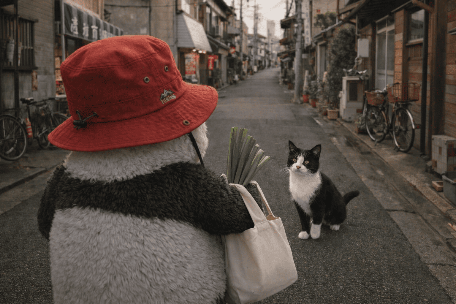 葱、ネギ、鍋、親近感｜green onions, Black and white, cat, relatable