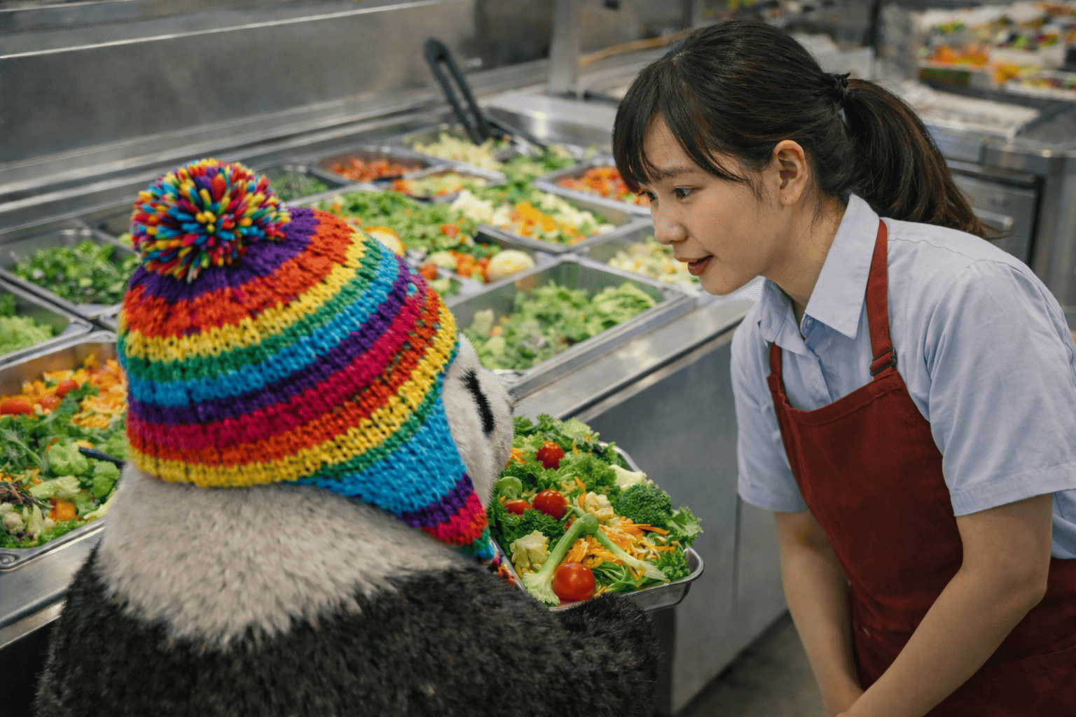 サラダバーとパンダ｜salada buffet and a panda